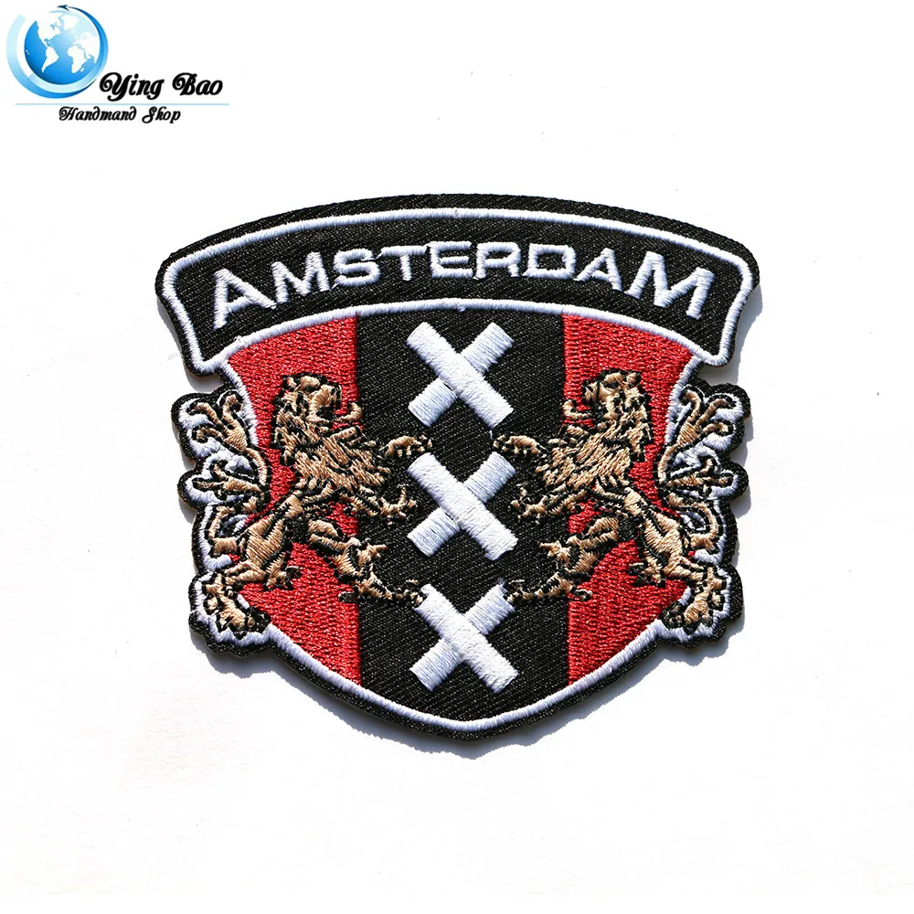 

New 1 pcs size : 8.3*9 cm Iron-on Embroiered amsterdam badge STYLE garment Appliques accessory patches Free shipping P-31