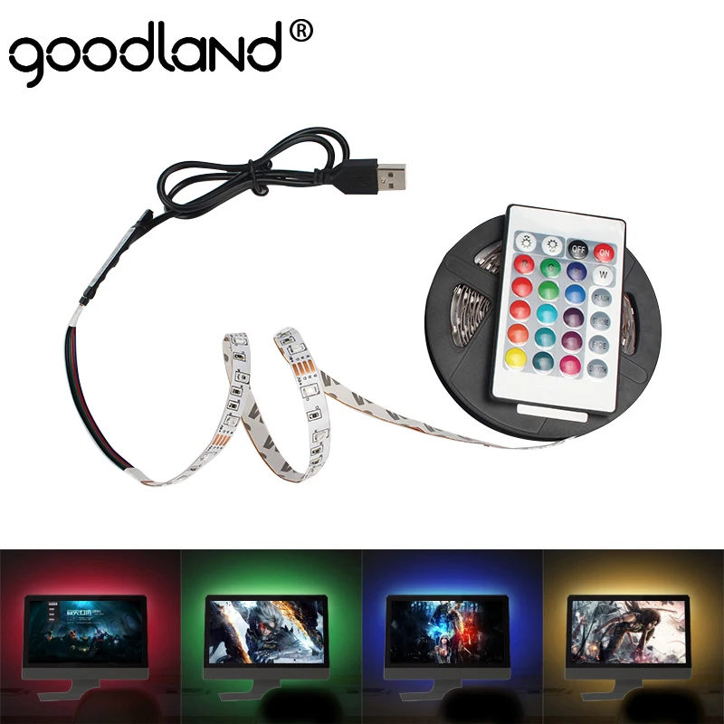 buy USB LED Strip TV Backlight Ribbon LED Flexible Diode Tape SMD3528 DC 5V LED Light Strip 50CM 1M 2M 3M 4M 5M RGB Ledstrip for PC