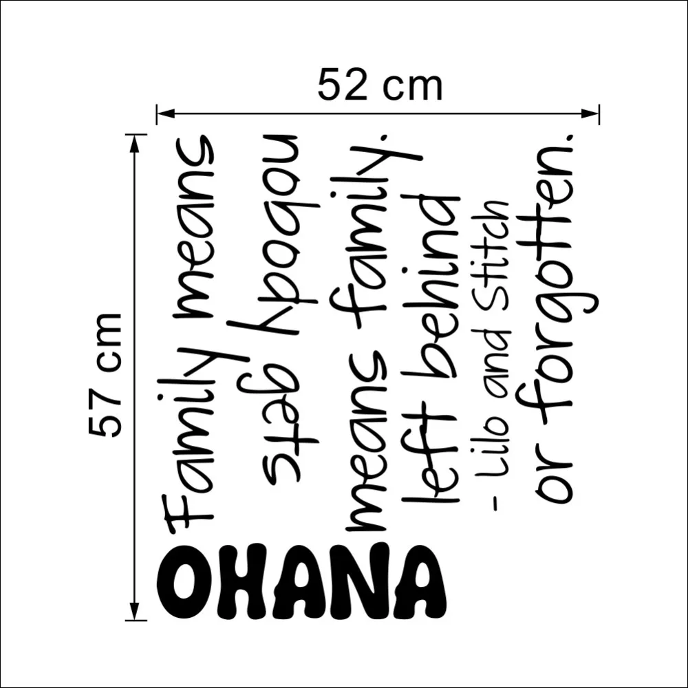 Ohana Mittel Familien plakat Vergessen Vinyl Wandaufkleber Zitat Kinder Vinyl Wandtattoos F r Kinder Schlafzimmer Raumdekorationen