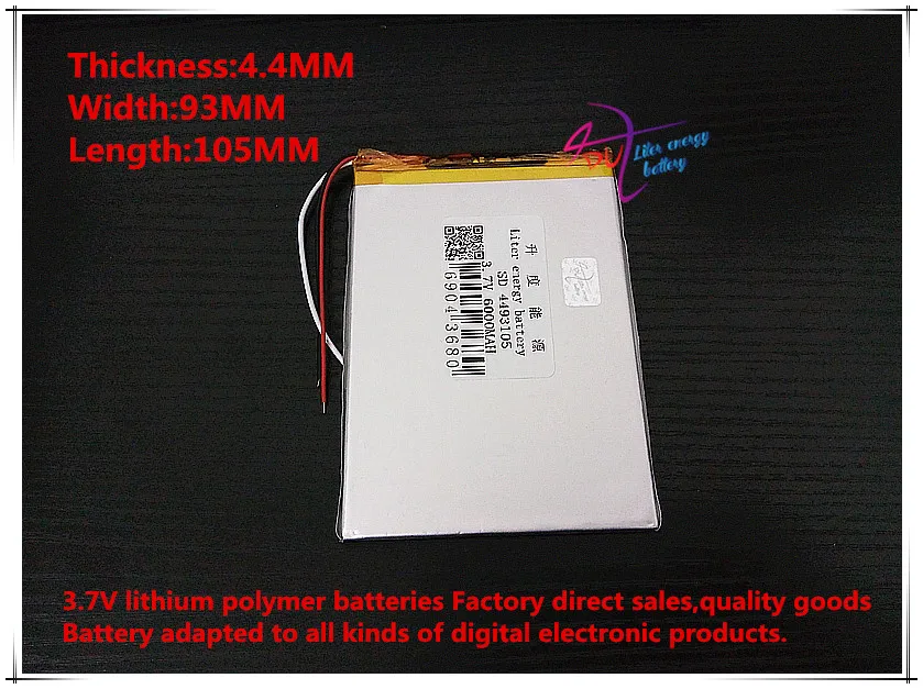 3 линия 3,7 V 6000mAH 4493105 полимерный литий-ионный/литий-ионный аккумулятор для планшетных ПК POWER mobile bank P85 VI40 A86