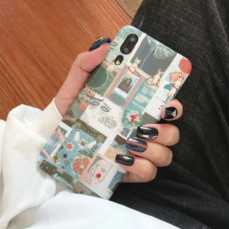 

New Design Women Girl Cute Illustration Matte Phone Protect Cover Hard Fitted Cases For Xiaomi 6 6x 8 8se note3 Accessories