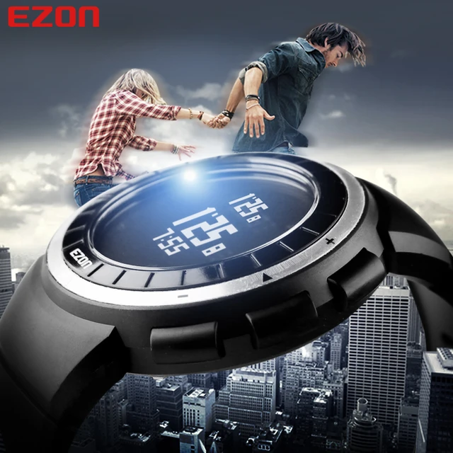 EZON-Montre de sport numérique étanche pour homme, montres