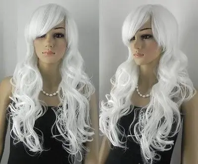 u &ampWholesale&gt long Silvery white Wavy wig |