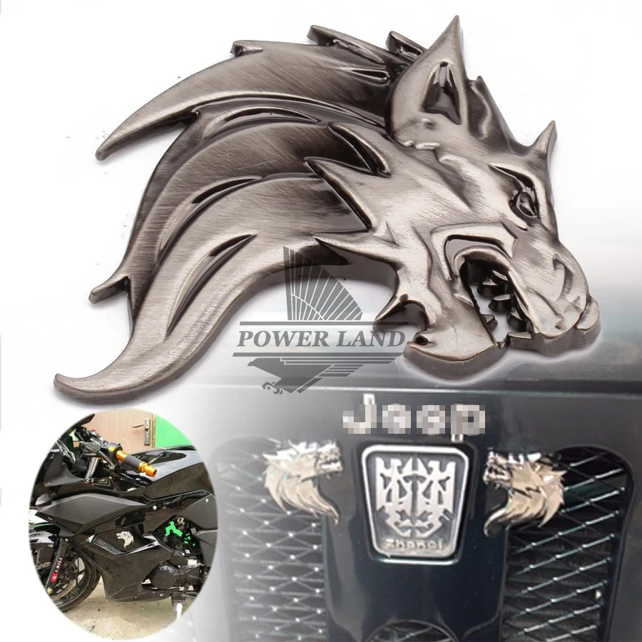 Auto The Whole Body Sticker Metal 3D Gray Wolf Badge Emblem Fairing Decal Badge Universal for