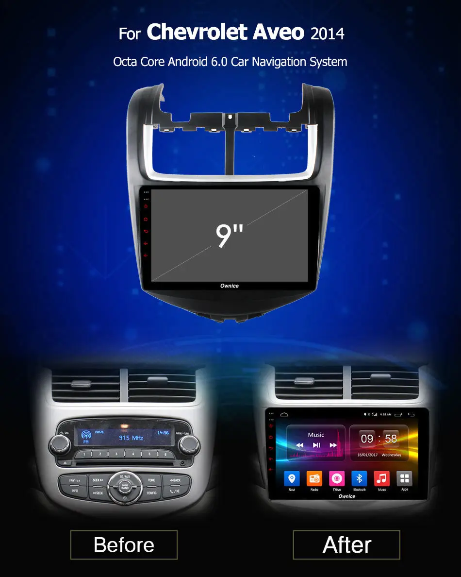 Discount 9" IPS Android 9.0 Octa 8 Core 4G+32G Car DVD Player For Chevrolet Aveo 2014 2015 2016 2017 2018 GPS Radio Stereo DSP CarPlay 2