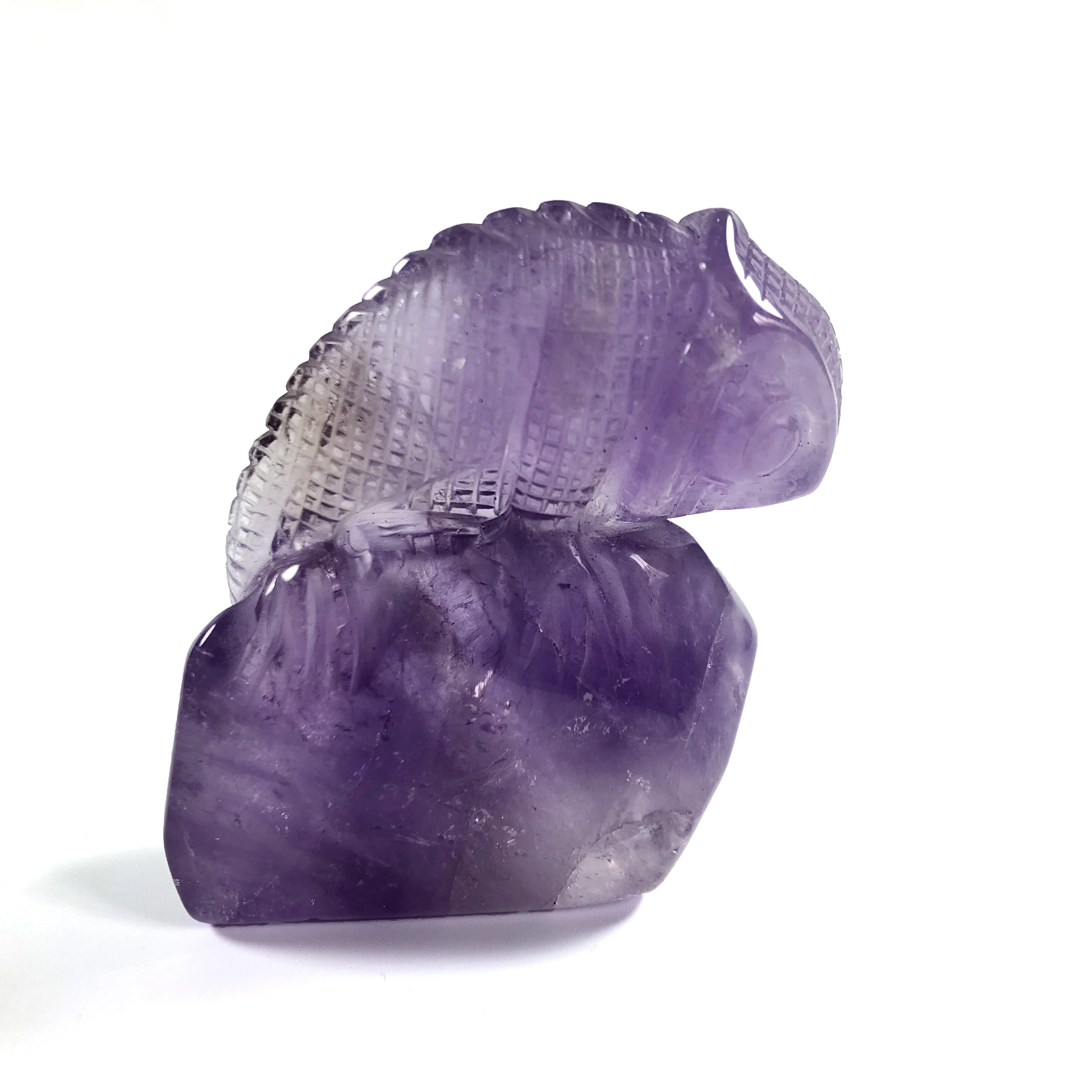 

2.2 Inch Natural Amethyst Stone Carved Chameleon Figurine Carving Chakra Healing quartz Reiki for Gift Or Decoration XKF