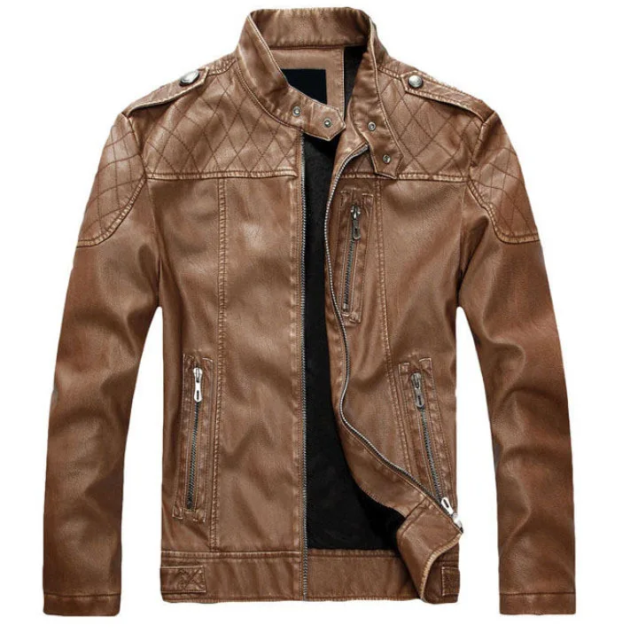 ZOEQO Новая высококачественная кожаная мужская Куртка jaqueta de couro masculina, мужская кожаная куртка и пальто, мотоциклетная куртка - Цвет: 8899 yellow