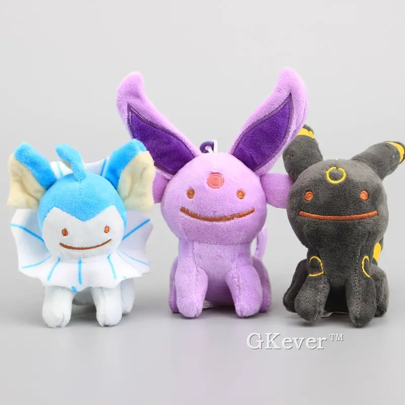 

3 Styles Ditto Cosplay Vaporean Espeon Umbreon Cute Mini Soft Kawaii Plush Pendant with Keychain 5" 12 cm