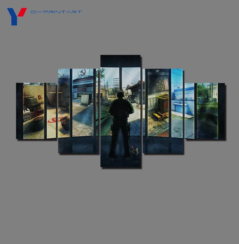 Game Cs Go Counter Strike 5 Pieces Wall Art Paintings Living Room A0022