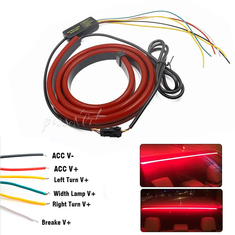 Car universal high brake light LED anti-collision warning light Modified brake light bar Rear glass decorative light13