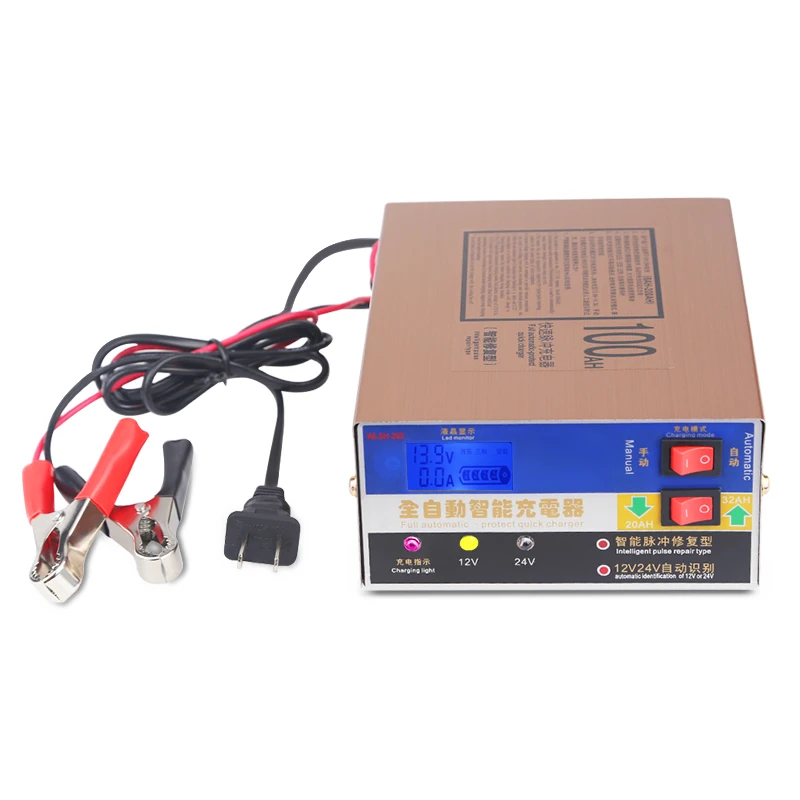 Full Automatic 12V 24V 100AH Electric Car Dry wet font b Battery b font Charger Intelligent