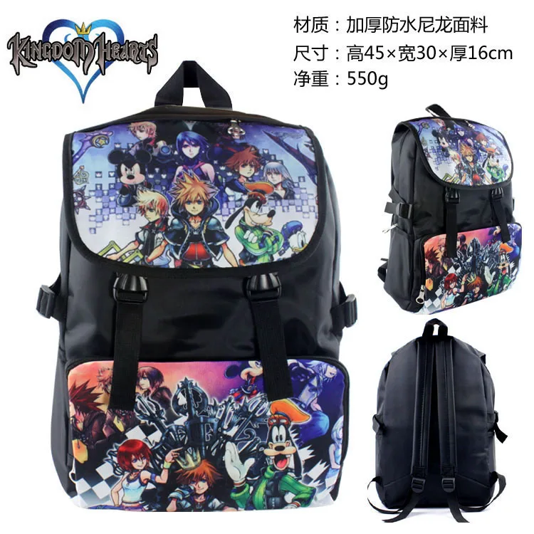 

Anime Kingdom Hearts Cartoo lovely fashion Leisure man woman Preppy style canvas schoolbag gift Sora Riku Kair Backpack