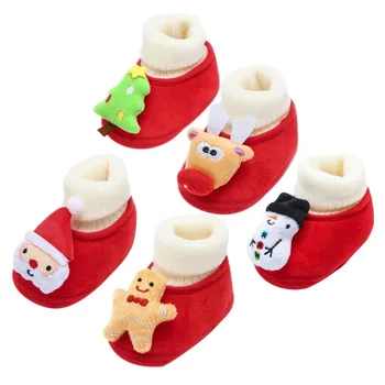 

Baby Toddler Shoes Christmas Fluffy Cotton Baby Winter Warm Shoes Newborn Baby Toddler First Walkers Shoes 0-18M