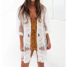 Новинка пляжное парео с цветочной вышивкой пляжная туника женская халат De Plage пляжный кардиган накидка на купальный костюм