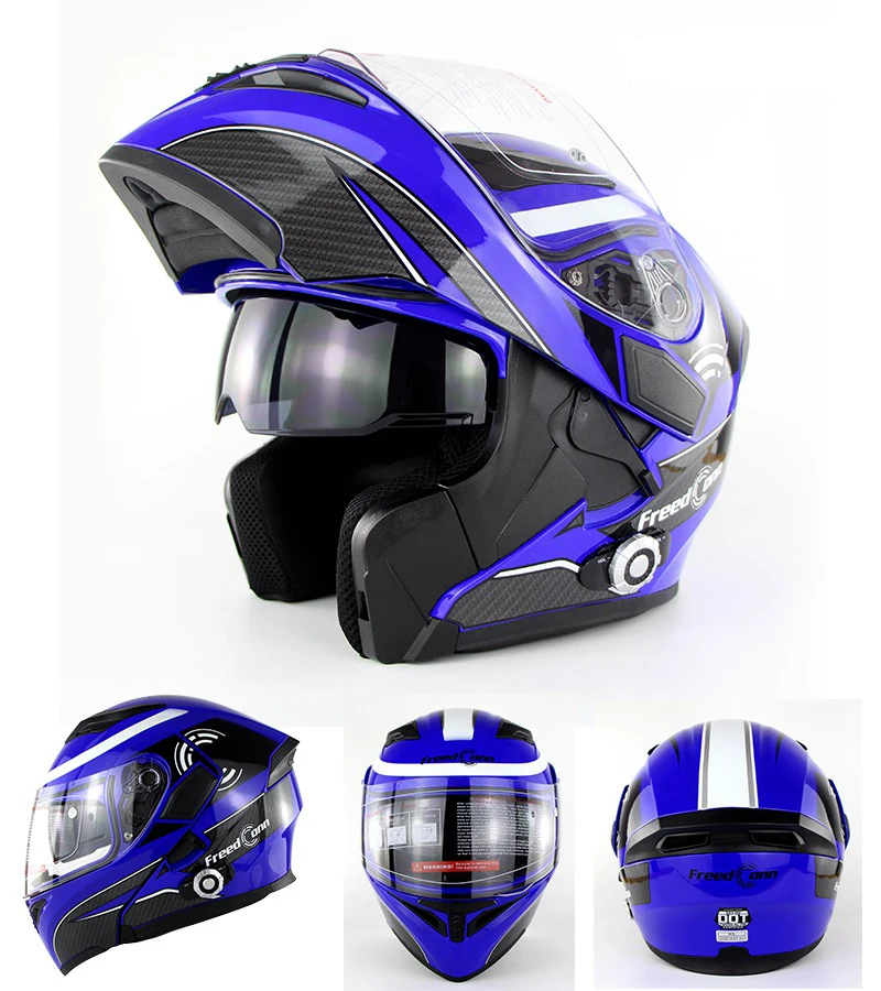 DOT Bluetooth Интерком интегрированные модульные шлемы полное лицо мотоциклетный шлем Freedconn BM2-E