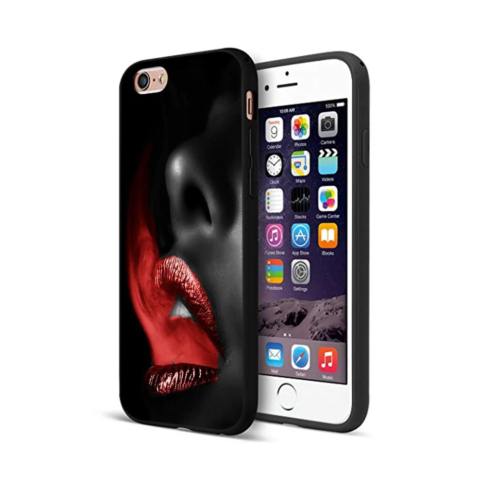 Черный чехол из ТПУ для iphone 5 5s se 6 6s 7 8 plus x 10 силиконовый XR XS 11 pro MAX с красными