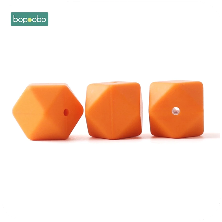 Bopoobo 50pc Silicone Hexagon Beads Baby Teething Beads Silicone Rodent Baby Nursing Accessories Silicone Teething Beads - Цвет: Orange