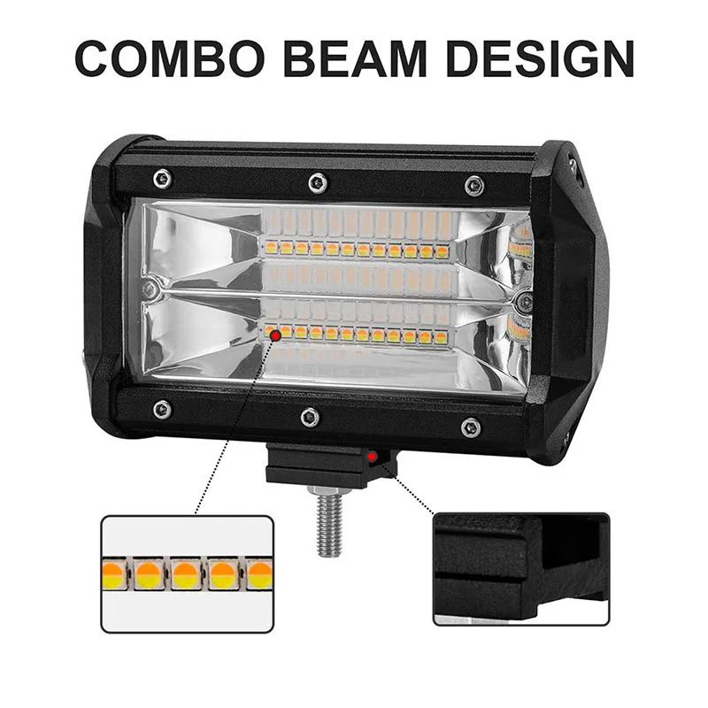 TF30 5 дюймов 72 Вт светодиодный рабочий светильник Бар Offroad для грузовиков, внедорожников, квадроциклов, наводненных 4x4 4WD Jeep светодиодный фар дальнего света светодиодный бар 12V 24V 3000K 6500K