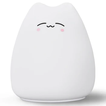 

Mini Cute Cartoon Cat Shaped Pat Light Lamp Soft Silicone Nightlight For Kids Toy Gifts Room Decor