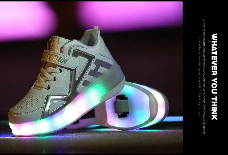 Детская обувь для роликовых коньков с двумя колесами; Светодиодный свет; светящаяся обувь для мальчиков и девочек; молодежные высокие кроссовки