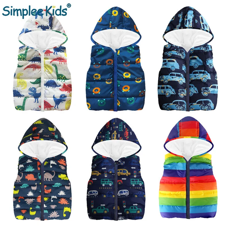 

Baby Waistcoats 2018 New Spring Autumn Cartoon Floral Butterfly Printed Vests Thick Hooded Jackets for Girls Boys Kids Warm Coat