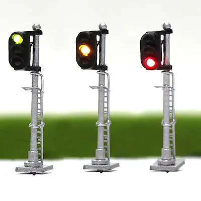 

JTD1503GYR 3PCS Model Railroad Train Signals 3-Lights Block Signal N Scale 12V