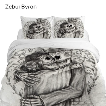 

3D Luxury Bedding Set King/Queen/Double/Eruo Size,Custom Printing Quilt/Duvet Cover Set,Pencil Drawing Skull Bed Set,Drop Ship