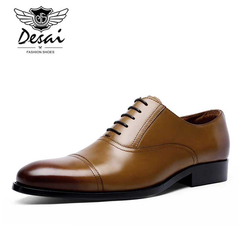 DESAI/брендовые туфли из натуральной кожи наивысшего качества ручной работы; мужские деловые модельные туфли с острым носком; оксфорды; мужские свадебные офисные туфли