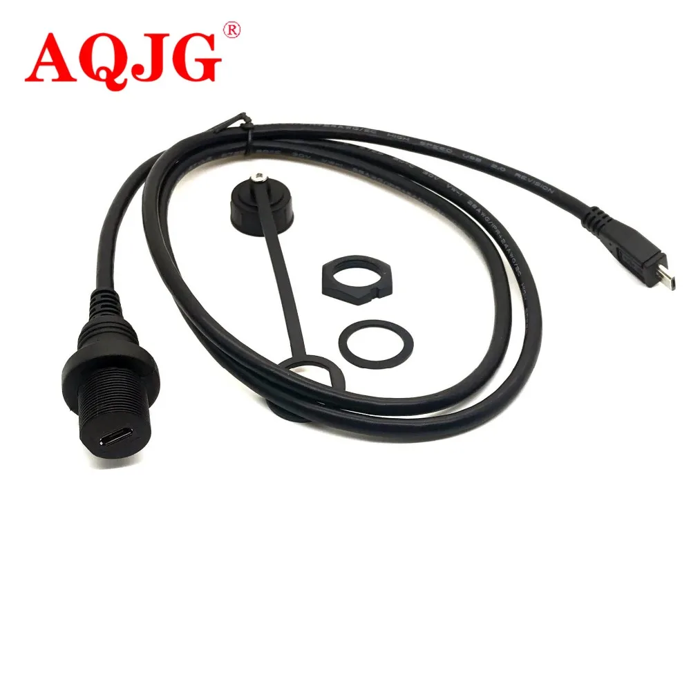 Micro USB 2.0 Panel Mount Connector IP67 Waterproof Cable 1m 3ft Micro