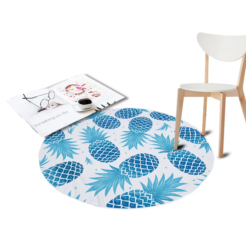 Pineapple Printed Coral Velvet Chair Floor Mats Round Carpets for Living Room Kids Bedroom Play Area Outdoor Rugs Home Textile Pineapple Printed Coral Velvet Chair Floor Mats Round Carpets for Living Room Kids Bedroom Play Area Outdoor Rugs Home Textile