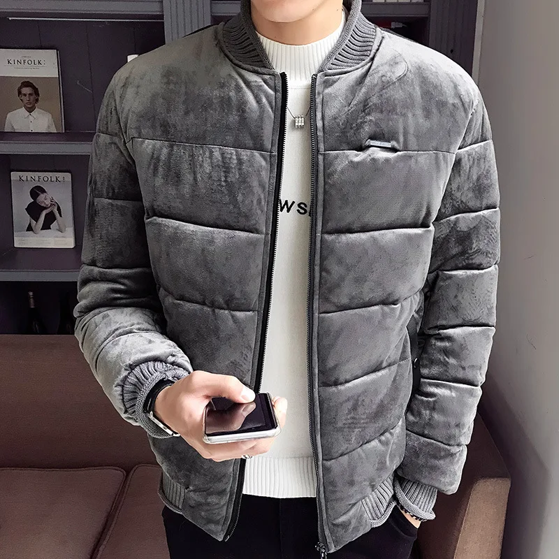 

2018 New Fashion Men's Winter Boutique Gold Velvet Cotton Coat Jacket Cotton Jacket Slim Zip Top Blouse
