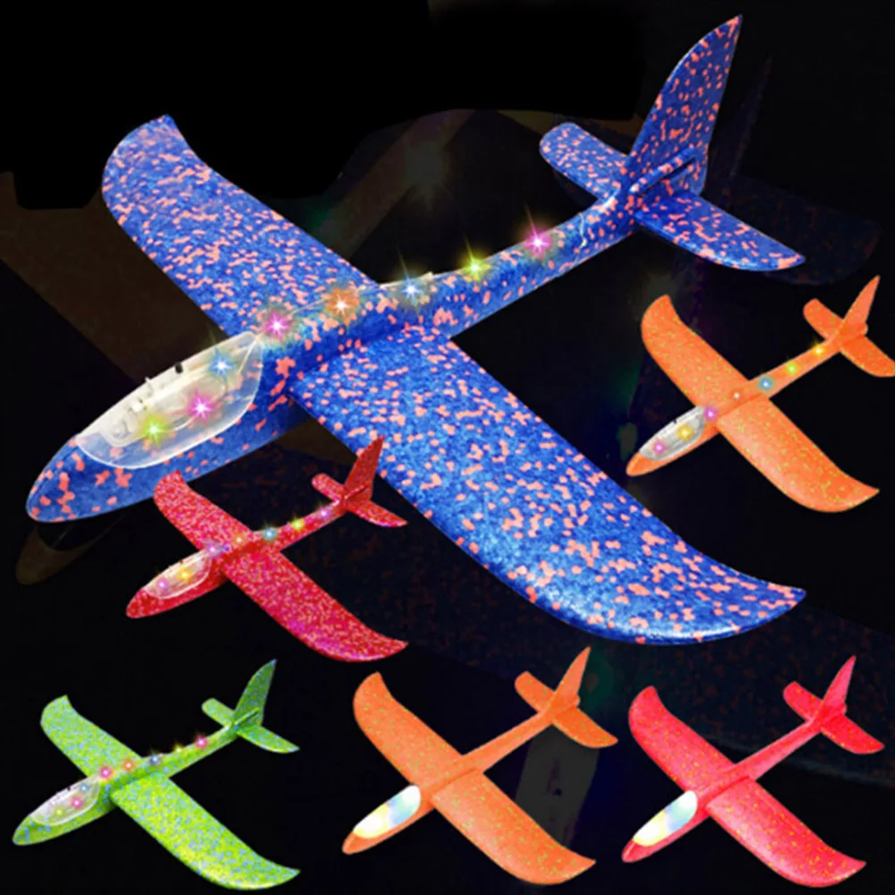 48cm grande bonne qualité LED lancement à la main lancer avion planeur avion inertiel mousse EPP jouet enfants avion modèle en plein air amusant