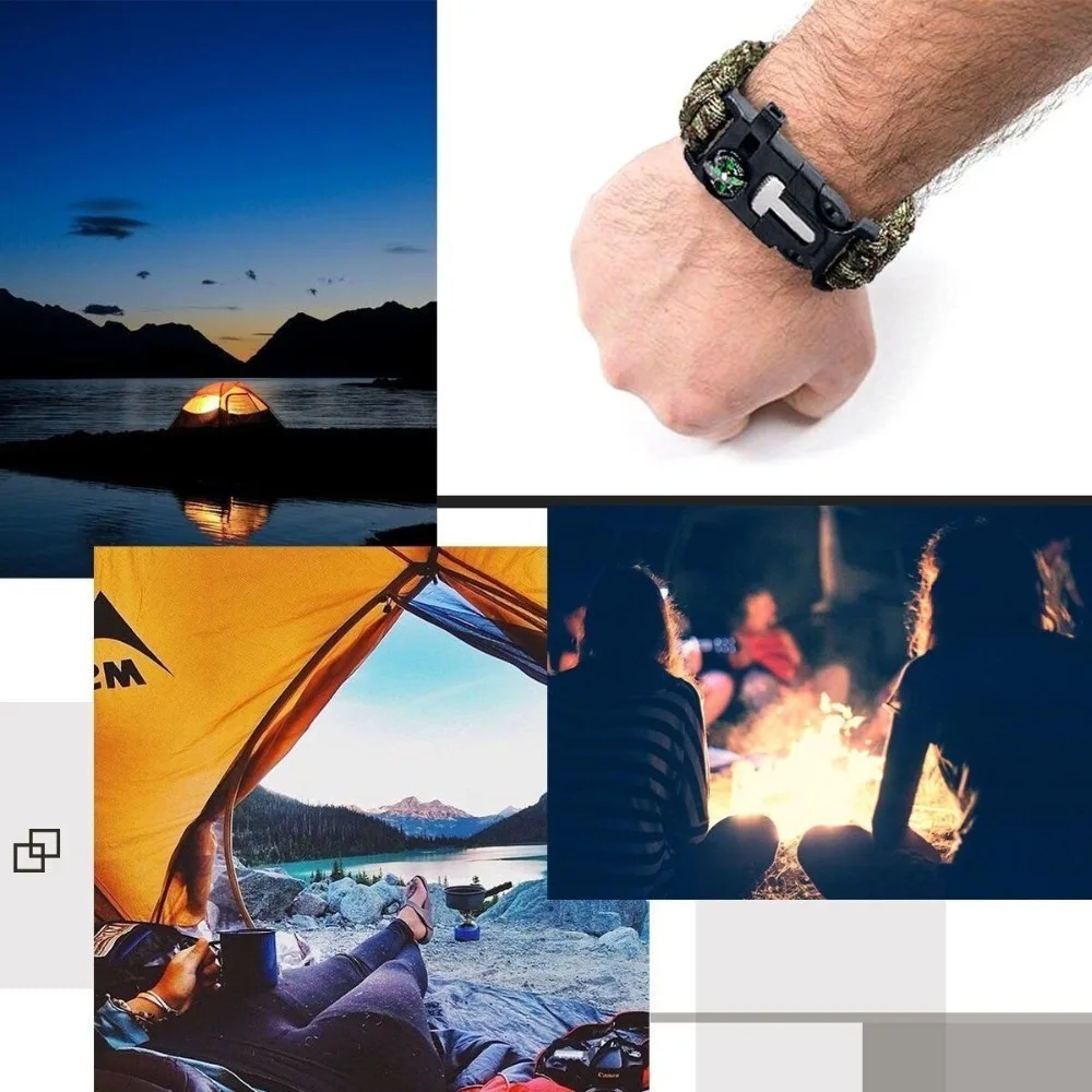 Braided Paracord Bracelet Multi-functional Survival Kits Rope Bracelet Outdoor Camping Rescue Emergency Bracelets for Men Women (12)