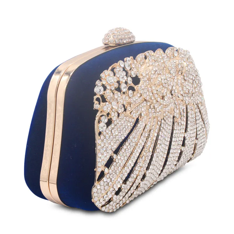 Стиль металлик выдалбливают кристалл Цветочный для женщин вечерняя сумочка клатч Свадебные Стразы Knucklebox Кошелек Сумочка