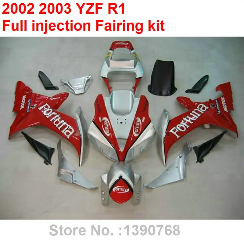

Fit 100% injection molding fairings for YAMAHA R1 02 03 silver red black plastic fairing kit YZF R1 2002 2003 XF38