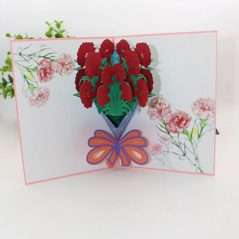 3D Card Luoyang Peon Paper Cut Postcard Birthday Mother's Day Party Gifts Jian 