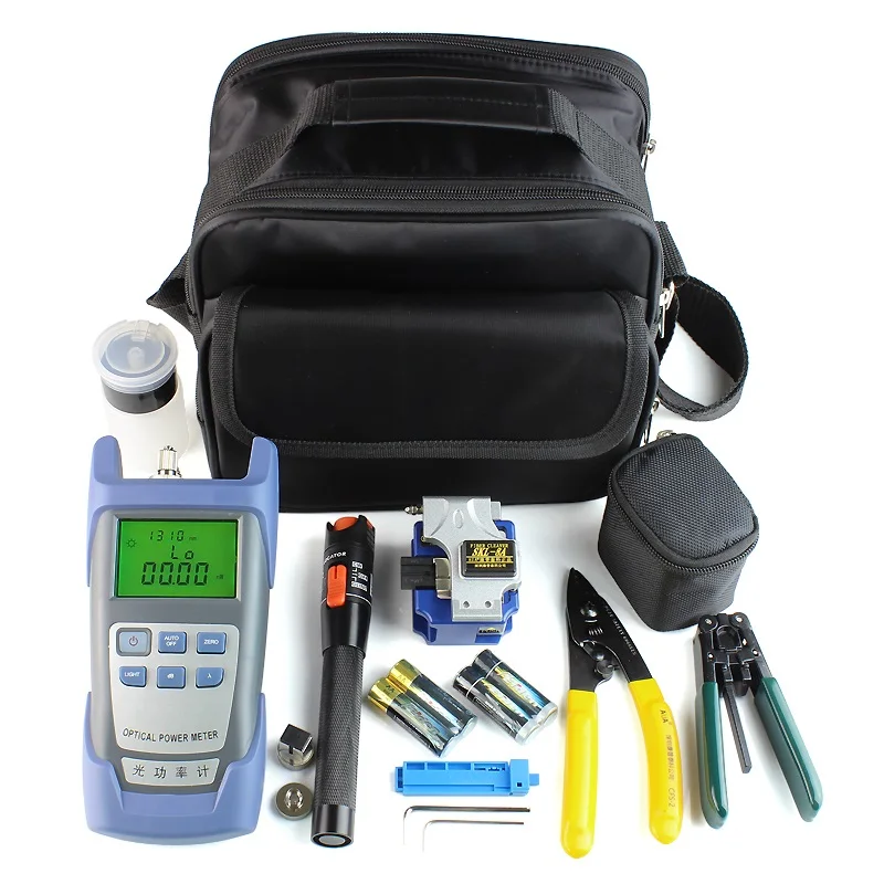 

FTTH Tools with Fiber Optical Power Meter and Visual Fault Locator 10mw 10KM and Fiber Cleaver and Cable Strippers