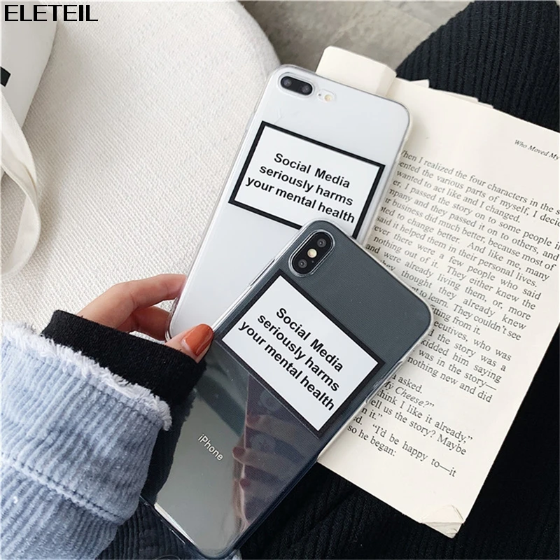 

Lovers Phone Case For iphone x xs xr xs max 6 6s 7 8 plus Case Soft TPU with social media seriously harms your health A30