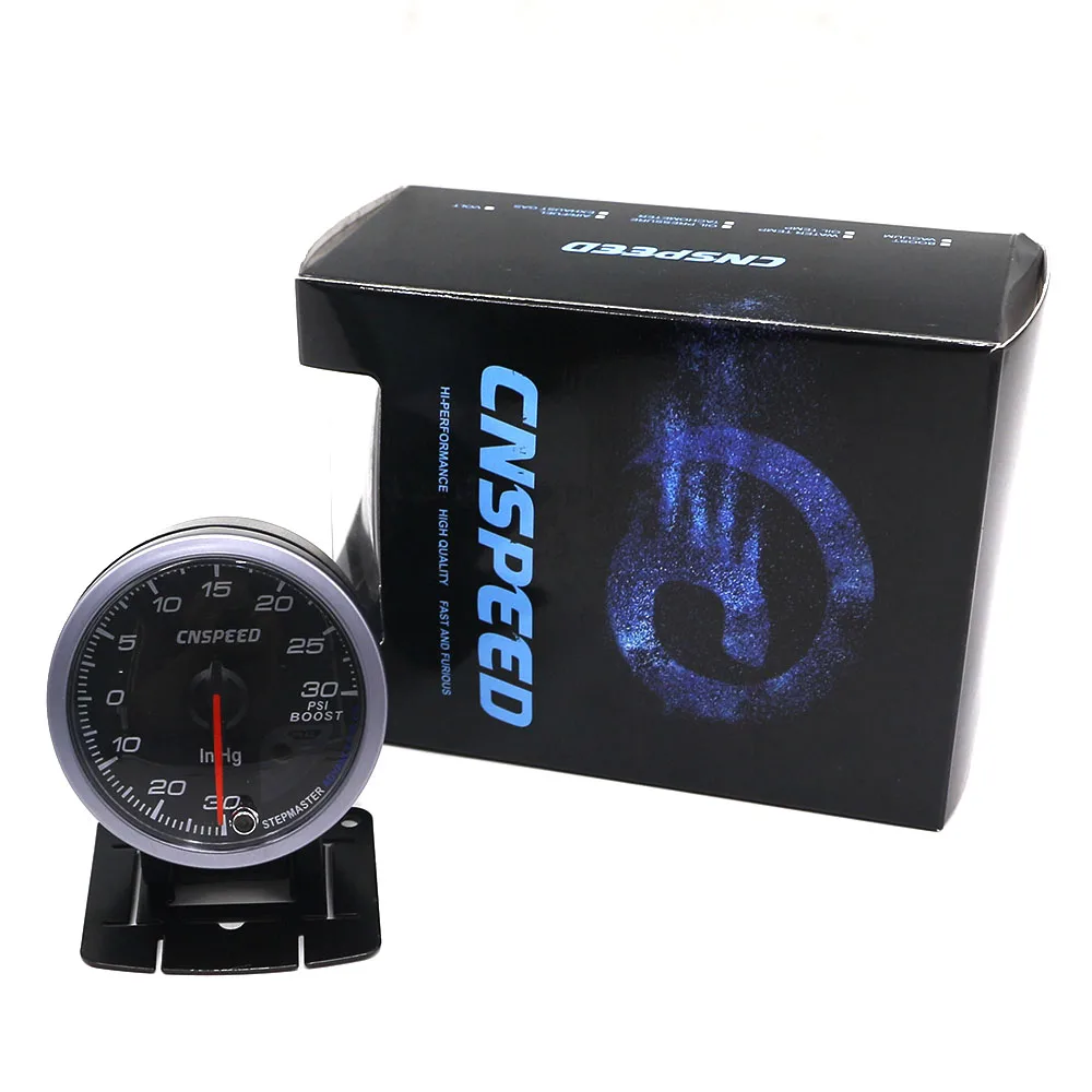 

CNSPEED 60MM 12V Car Turbo Boost Gauge PSI With Sensor Black Face White& AMBER Lighting turbo boost meter