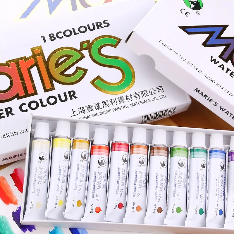 

Marie's 18 color watercolor paint  12ml  watercolor suit