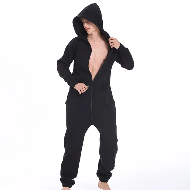 Winter Autumn Unisex Fashion Fleece Jumpsuit Hoodies Mens Front zip