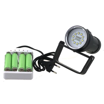 

Underwater 100M 10x CREE XM-L2 LED Diving Flashlights White Light + Red Light + UV Light + Rechargeable 18650 battery & Charger