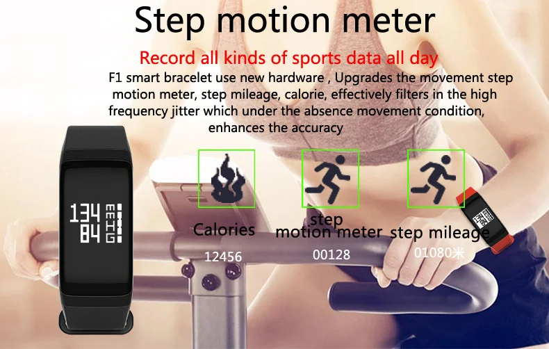 F1 смарт-браслет, часы для измерения артериального давления, фитнес-браслет, сердечный ритм, смарт-браслет, умный Браслет, трекер активности, браслет