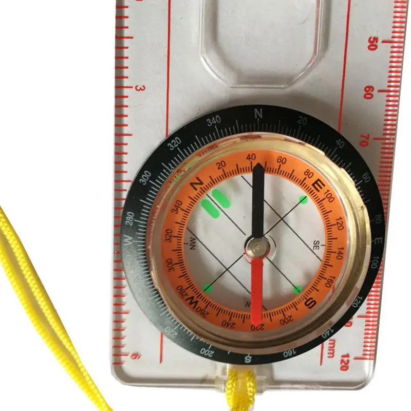 Baseplate Ruler Compass Map Scale Magnifier With Strap Camping Hiking OCOMP7198