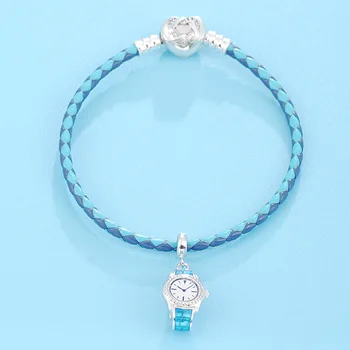 

2018 Summer Jewelry Original New Design Elegant Blue Emulation Watch Design Pendant 925 Sterling Silver Bracelet