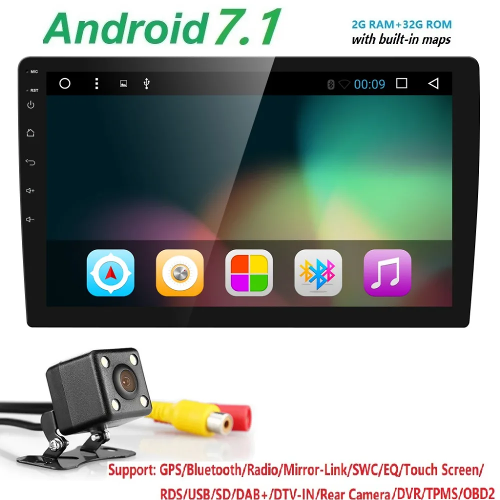 

10.1" Quad Core 2 Din AutoRadio Tape Recorder Android 8.1 Multimedia Car Audio Stereo GPS TV 4G WiFi SWC DVR RDS BT DTV DAB OBD2