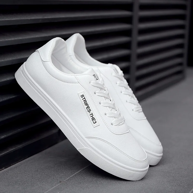 

LAISUMK New White Fashion Shoes Men Casual Lace-up Shoes tenis masculino adulto Comfortable Male Walking Shoes
