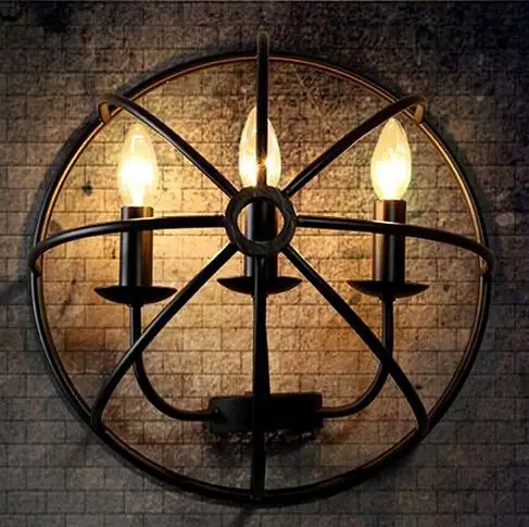 

American Industrial Vintage Iorn Wall Lamp Restaurant Decoration Candle Wall Light Corridor Light AC90-265V Free Shipping