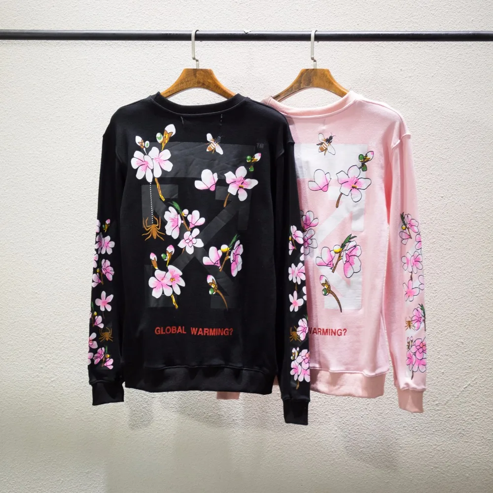 

OFF-WHITE Street OW Arrow Peach Blossom Cherry Sweatshirt Round Neck Casual Long Sleeve