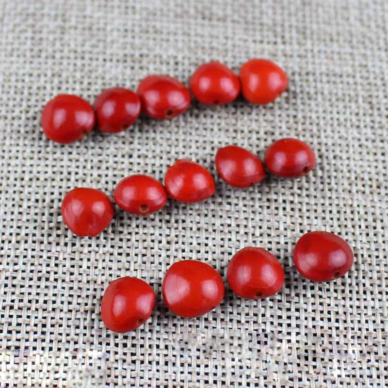 50pcs/lot Red Bean Wood Beads Lovers Jewelry Accessories DIY Bracelet